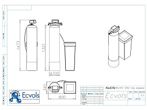 Чертеж - Фильтр умягчения AquaChip Manual 1252 A, Потребители, до 4 человек, сброс 240л
