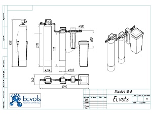 Чертеж - Комплексная система очистки воды STANDART(Clack) 10-08, Потребители, до 4 человек, сброс 200л