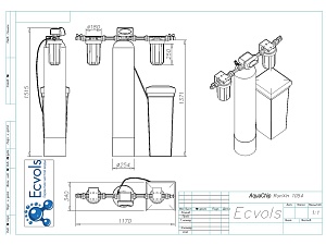 Чертеж - Комплексная система очистки воды AQUACHIP-C 1054 (auto), Потребители: до 4 чел., сброс 200л