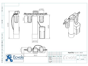 Чертеж - Комплексная система очистки воды AQUACHIP-B 0835 (auto), Потребители: до 2 чел., сброс 80л