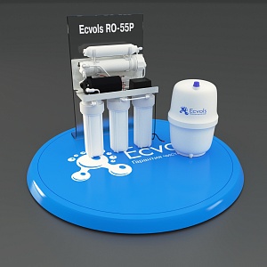 Обратный осмос Ecvols RO-55P, 5 ступеней очистки, помпа, бак 10л