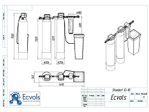 Чертеж - Комплексная система очистки воды STANDART(Clack) 12-10, Потребители, до 4 человек, сброс 240л
