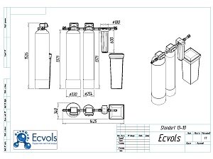 Чертеж - Комплексная система очистки воды STANDART(Clack) 13-10, Потребители, до 5 человек, сброс 290л